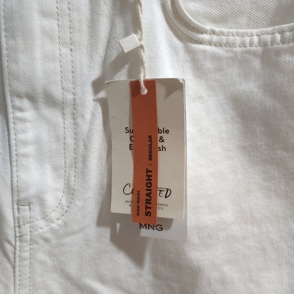 MNG |  White Straight Leg Jeans Crisp Minimalist Style , Miranda - Picture 5 of 13